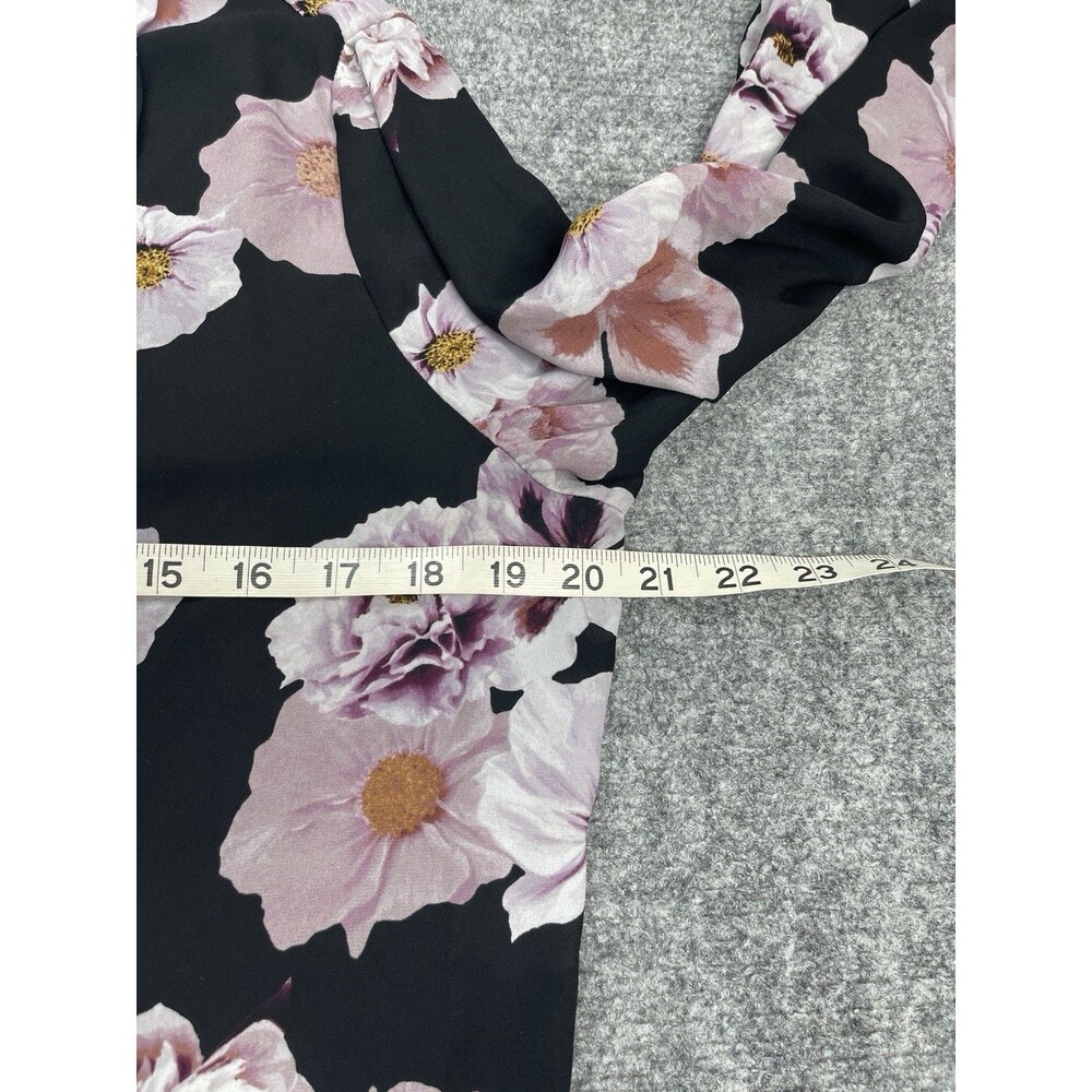 Karl Lagerfeld Top Womens Medium Black Floral Lightweight Long Sleeve Blouse - Picture 9 of 11